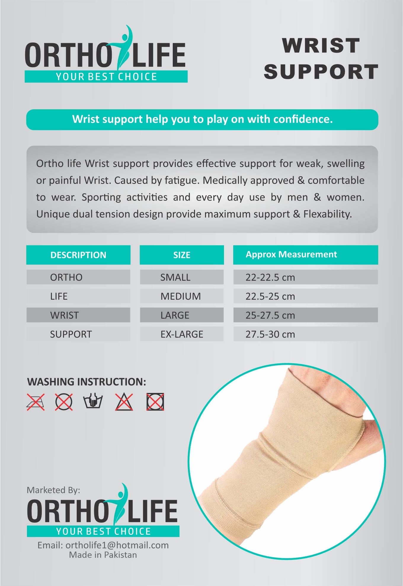 Ortholife Wrist Support (Single)